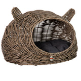 Huntley Pet Wicker Cat Shaped Play House Pet Bed with Cushion - Equiluxe Tack