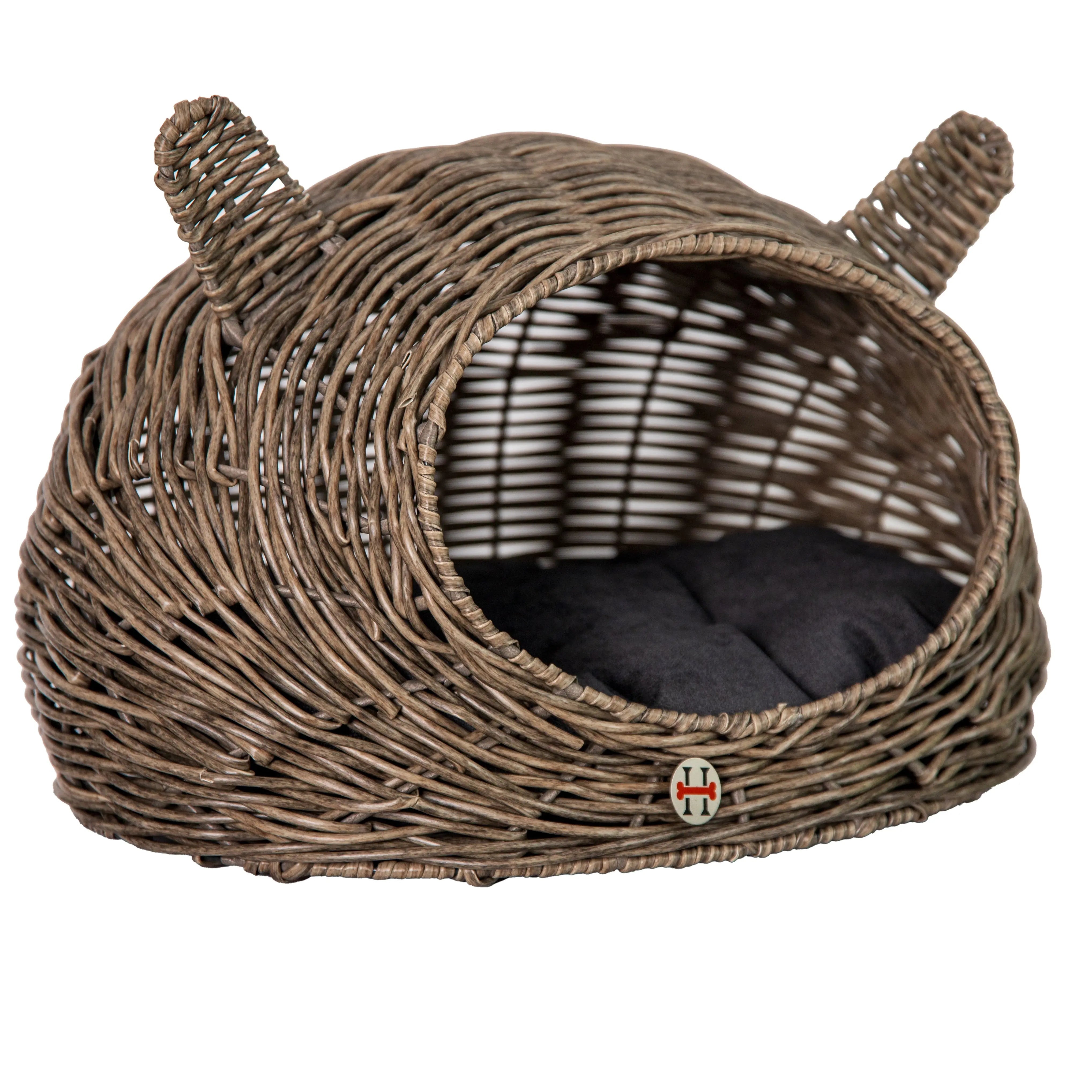 Huntley Pet Wicker Cat Shaped Play House Pet Bed with Cushion - Equiluxe Tack
