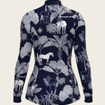  Island Horses on Navy Quarter Zip Sun Shirt - Espoir Equestrian - Equiluxe Tack