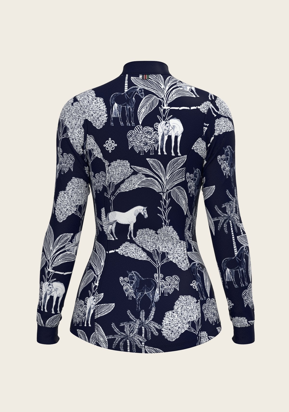  Island Horses on Navy Quarter Zip Sun Shirt - Espoir Equestrian - Equiluxe Tack