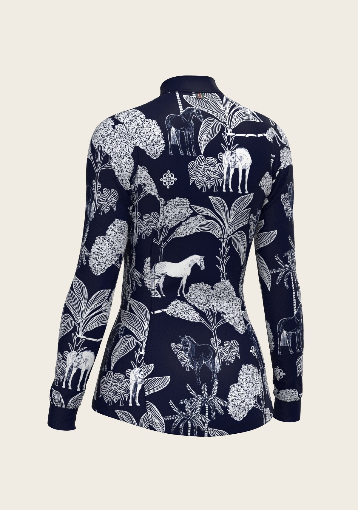  Island Horses on Navy Quarter Zip Sun Shirt - Espoir Equestrian - Equiluxe Tack