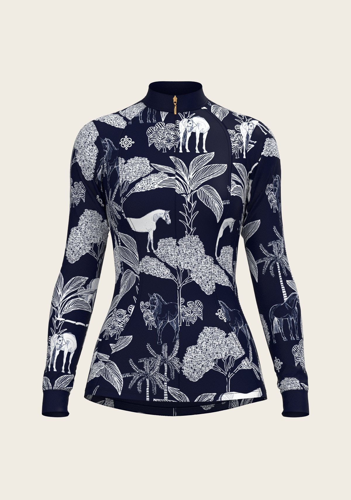  Island Horses on Navy Quarter Zip Sun Shirt - Espoir Equestrian - Equiluxe Tack