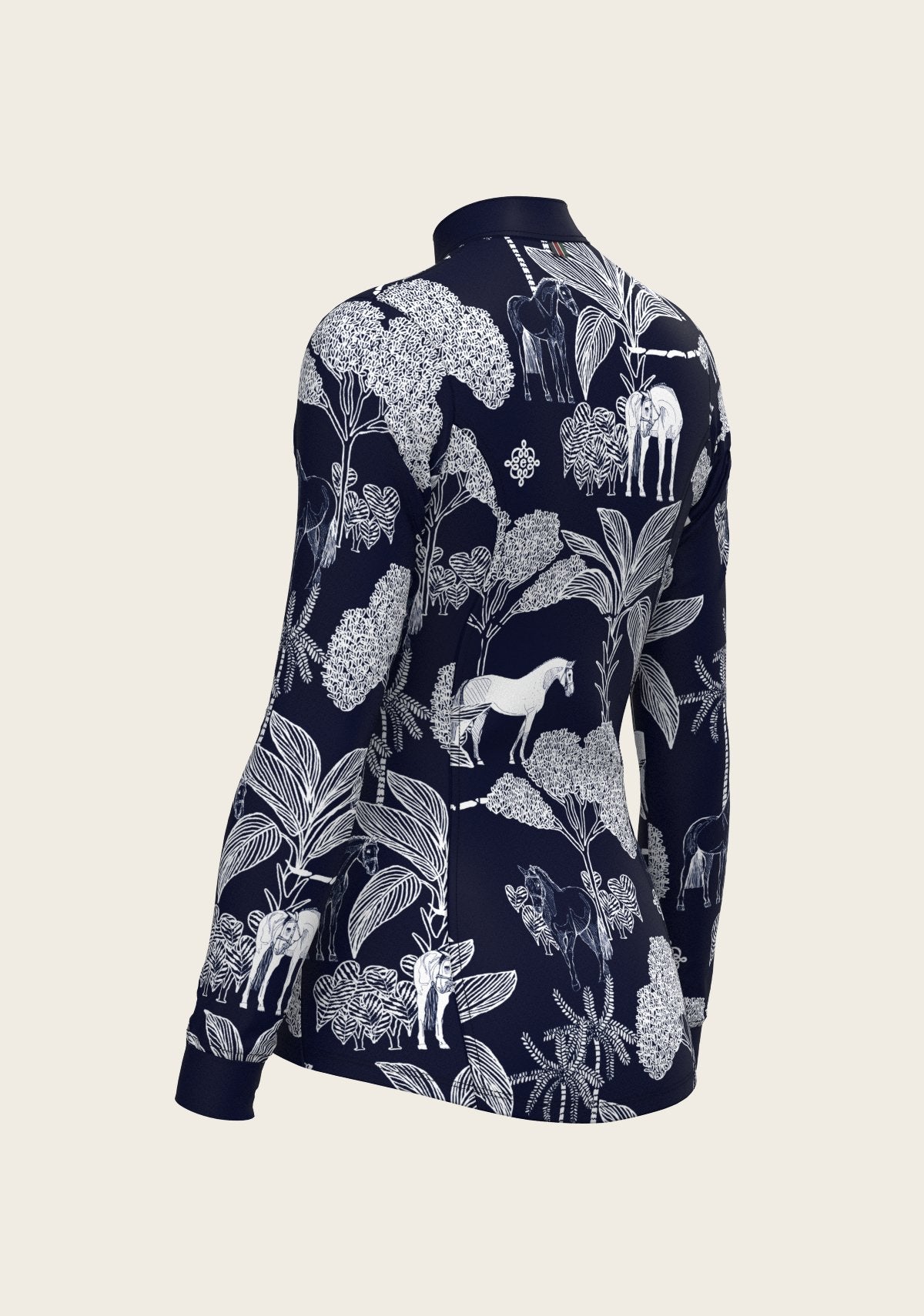  Island Horses on Navy Quarter Zip Sun Shirt - Espoir Equestrian - Equiluxe Tack