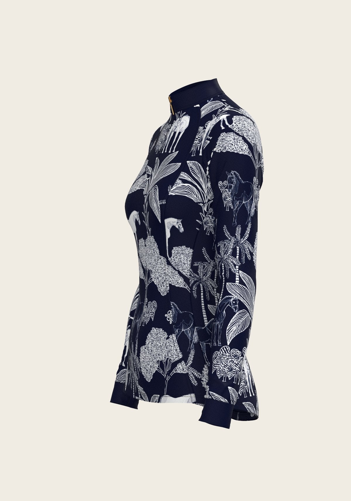  Island Horses on Navy Quarter Zip Sun Shirt - Espoir Equestrian - Equiluxe Tack