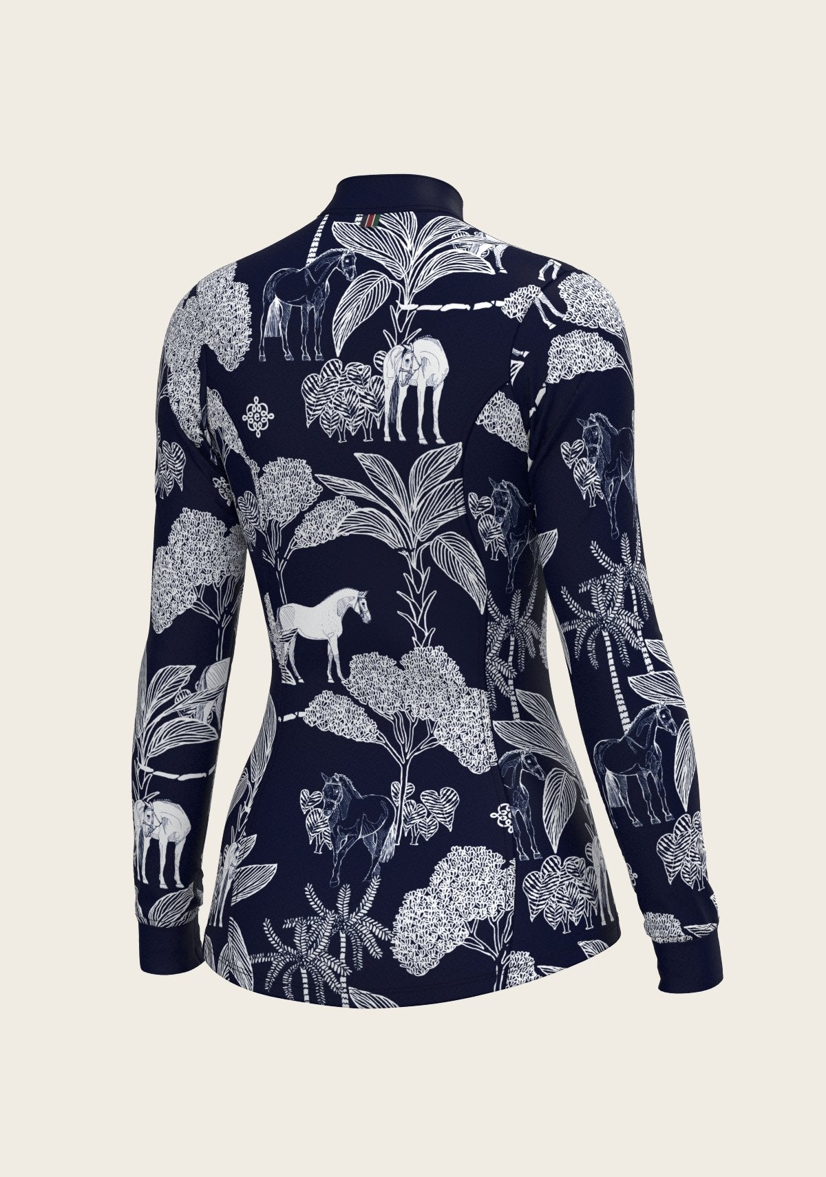  Island Horses on Navy Quarter Zip Sun Shirt - Espoir Equestrian - Equiluxe Tack