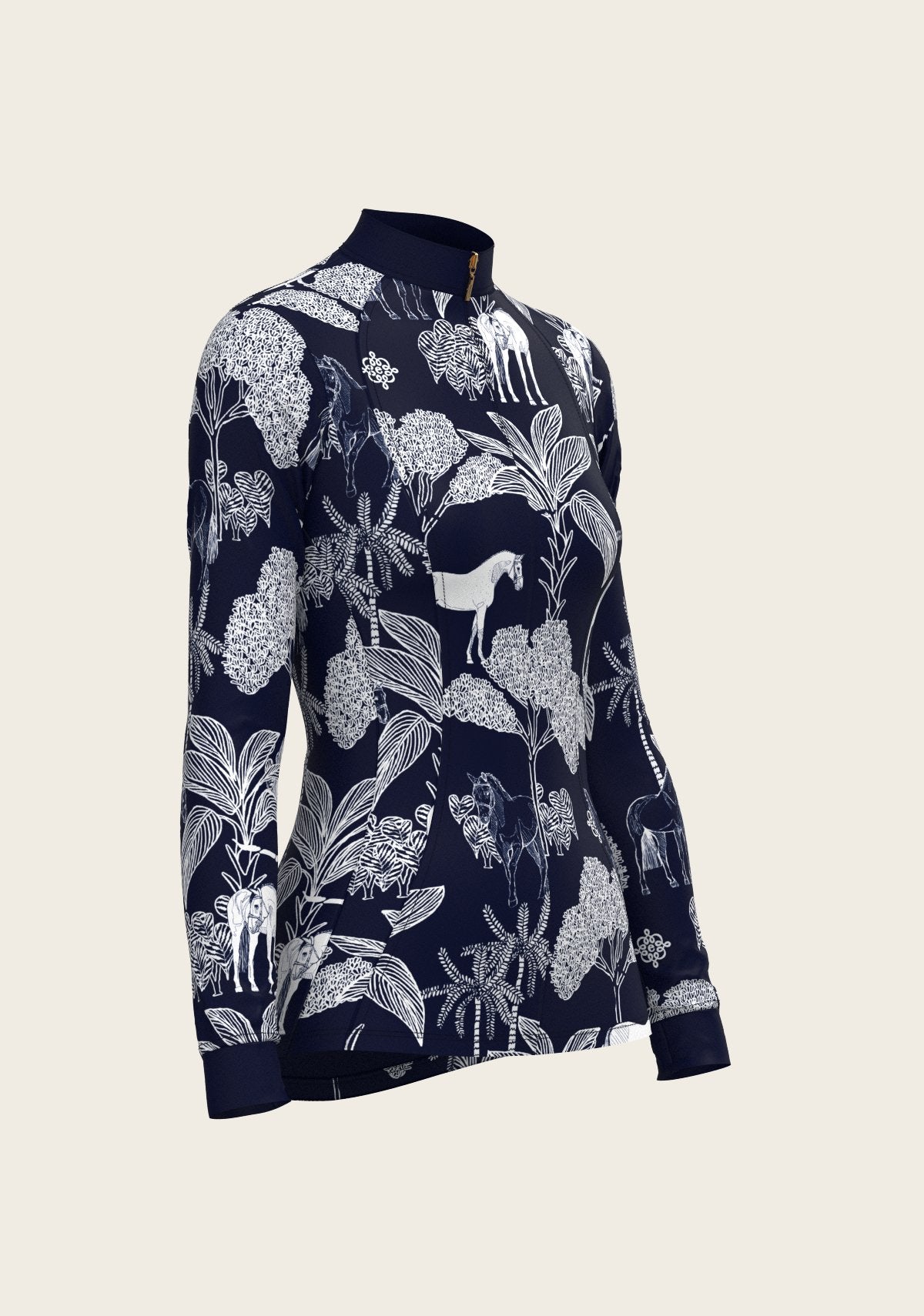  Island Horses on Navy Quarter Zip Sun Shirt - Espoir Equestrian - Equiluxe Tack