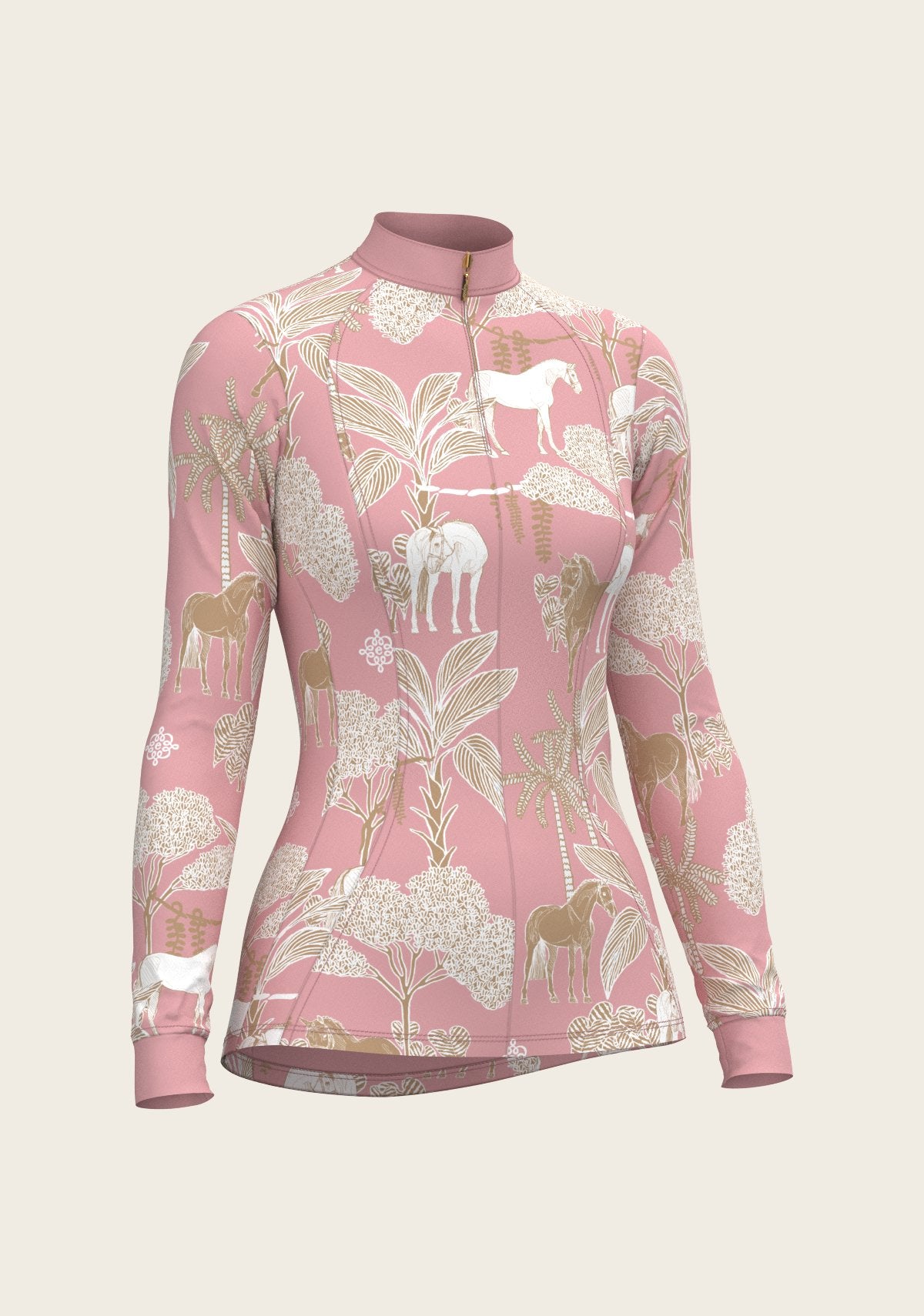  Island Horses on Rose Quarter Zip Sun Shirt - Espoir Equestrian - Equiluxe Tack