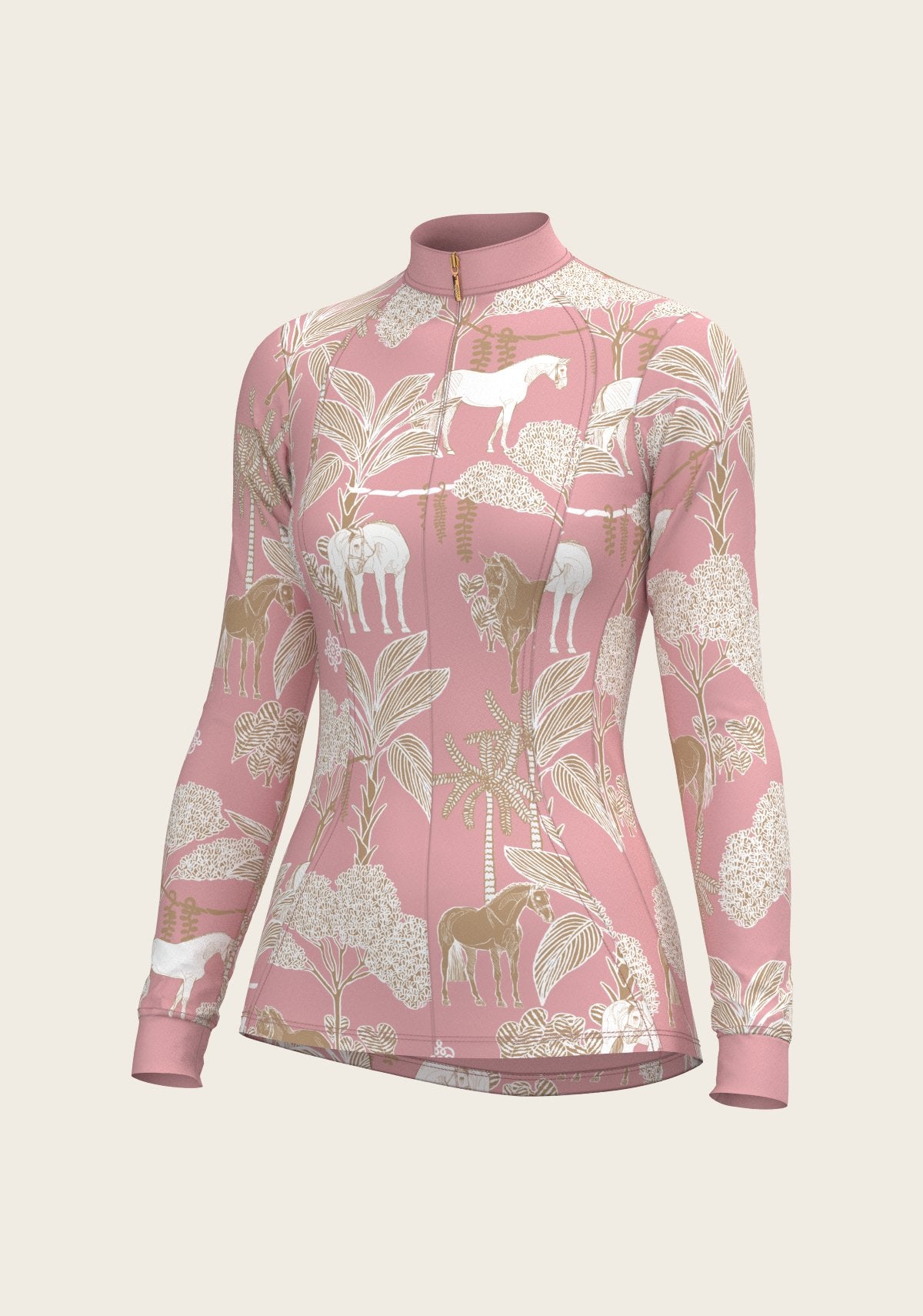  Island Horses on Rose Quarter Zip Sun Shirt - Espoir Equestrian - Equiluxe Tack