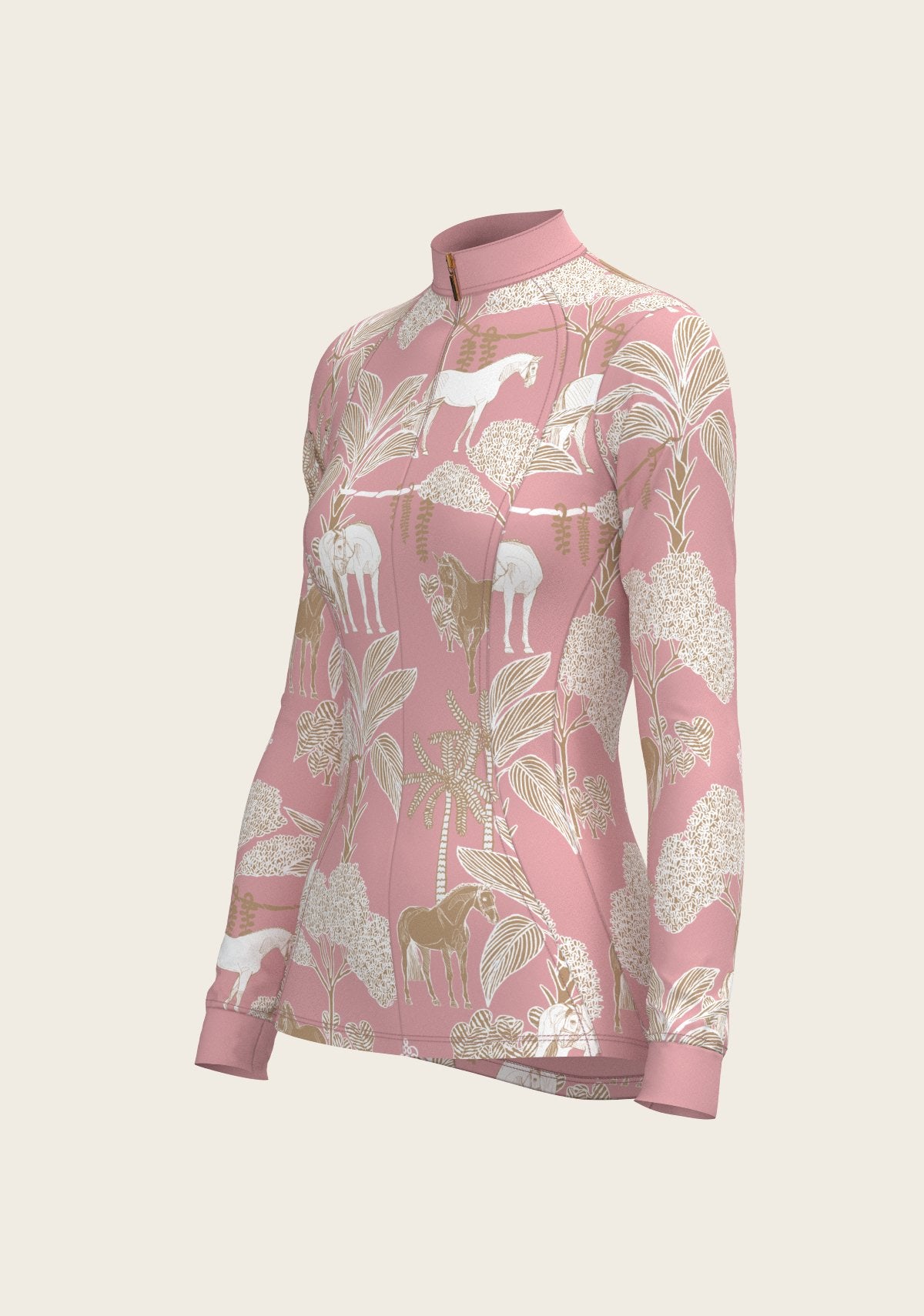  Island Horses on Rose Quarter Zip Sun Shirt - Espoir Equestrian - Equiluxe Tack