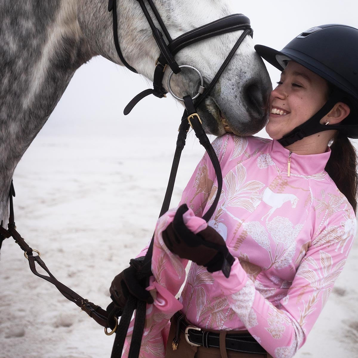  Island Horses on Rose Quarter Zip Sun Shirt - Espoir Equestrian - Equiluxe Tack