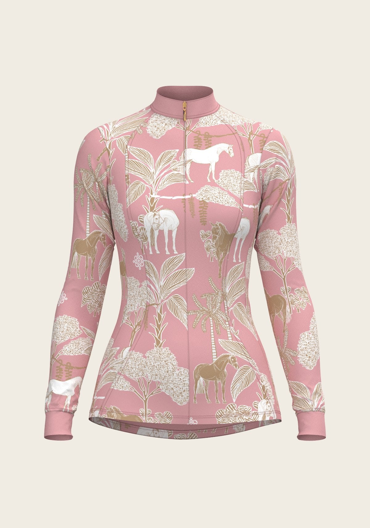  Island Horses on Rose Quarter Zip Sun Shirt - Espoir Equestrian - Equiluxe Tack