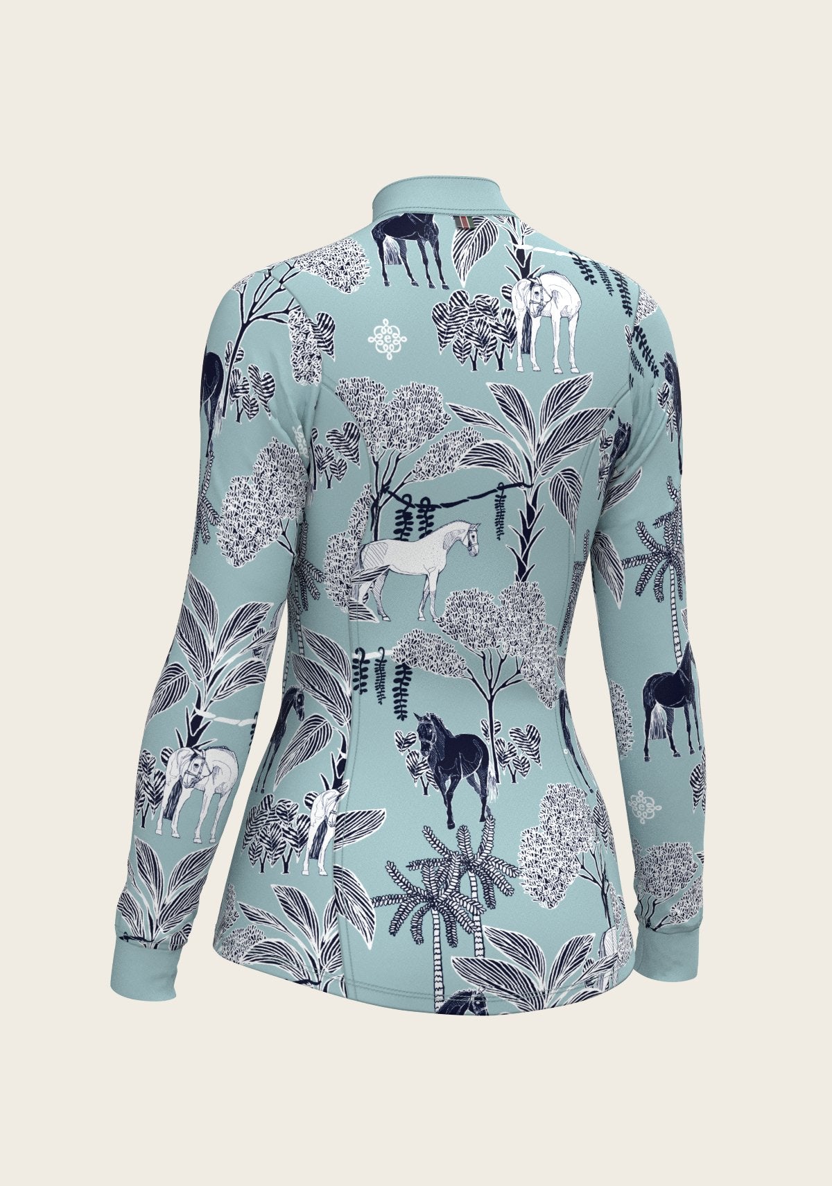  Island Horses on Sky Blue Quarter Zip Sun Shirt - Espoir Equestrian - Equiluxe Tack