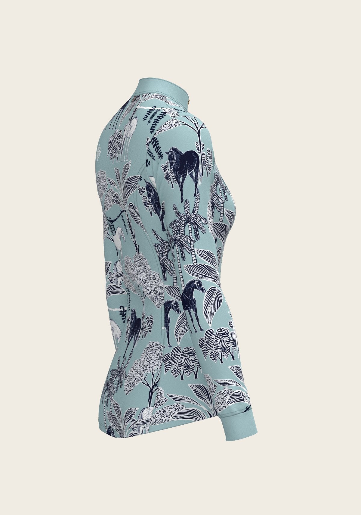  Island Horses on Sky Blue Quarter Zip Sun Shirt - Espoir Equestrian - Equiluxe Tack