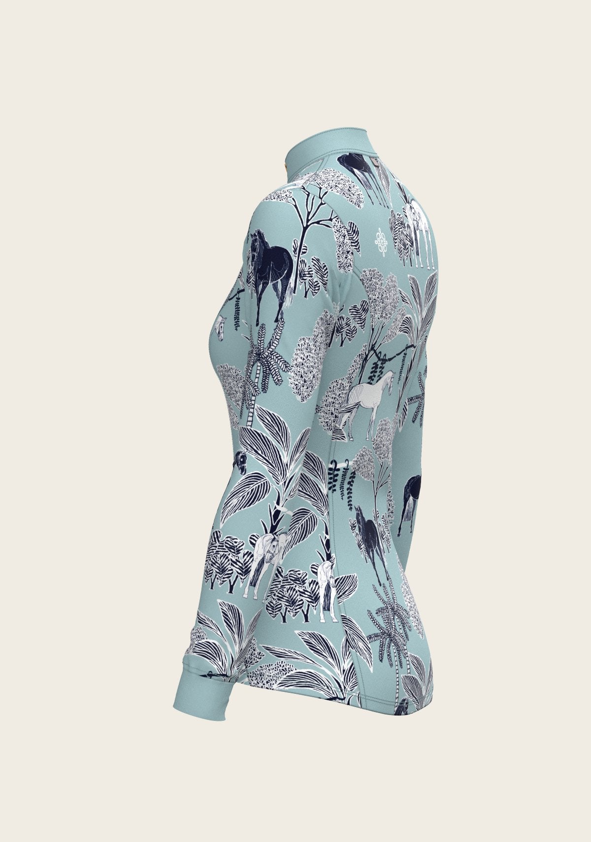  Island Horses on Sky Blue Quarter Zip Sun Shirt - Espoir Equestrian - Equiluxe Tack