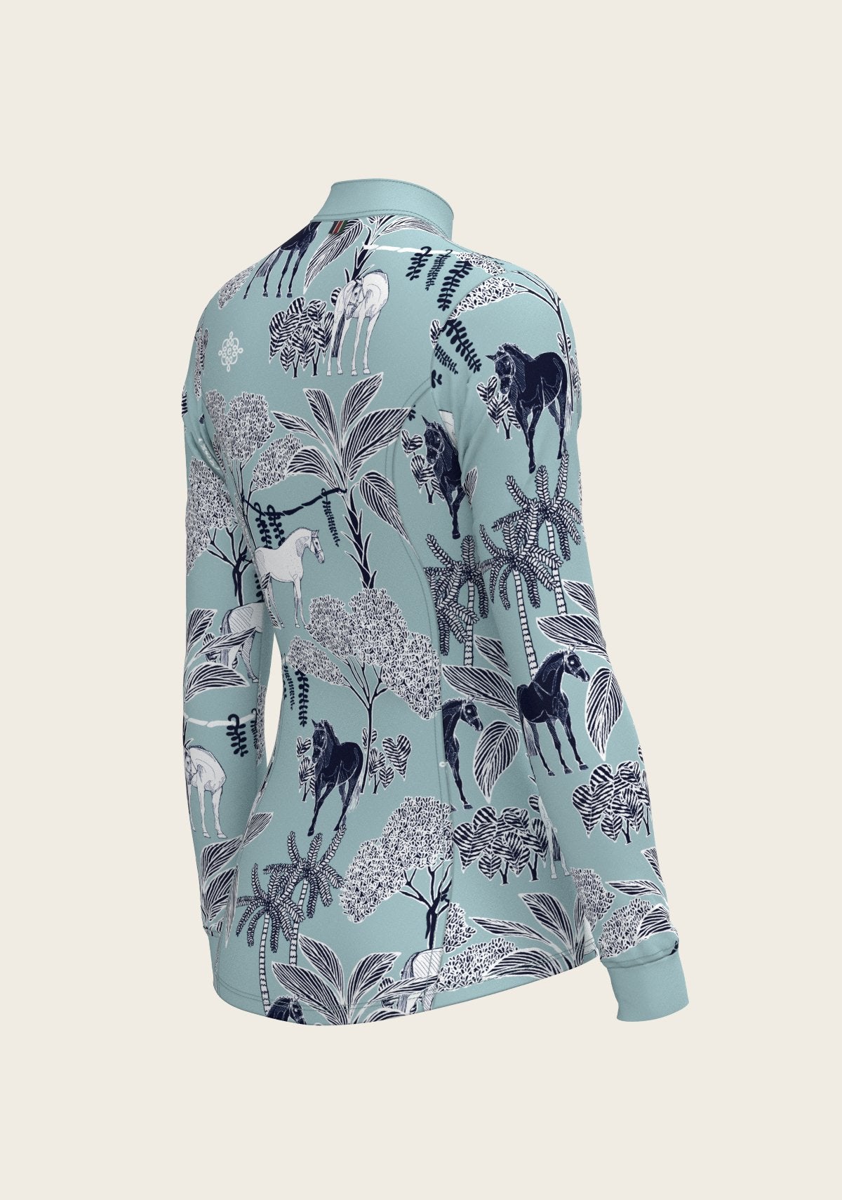  Island Horses on Sky Blue Quarter Zip Sun Shirt - Espoir Equestrian - Equiluxe Tack