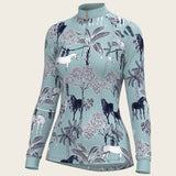  Island Horses on Sky Blue Quarter Zip Sun Shirt - Espoir Equestrian - Equiluxe Tack