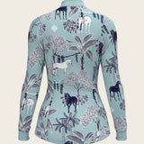  Island Horses on Sky Blue Quarter Zip Sun Shirt - Espoir Equestrian - Equiluxe Tack