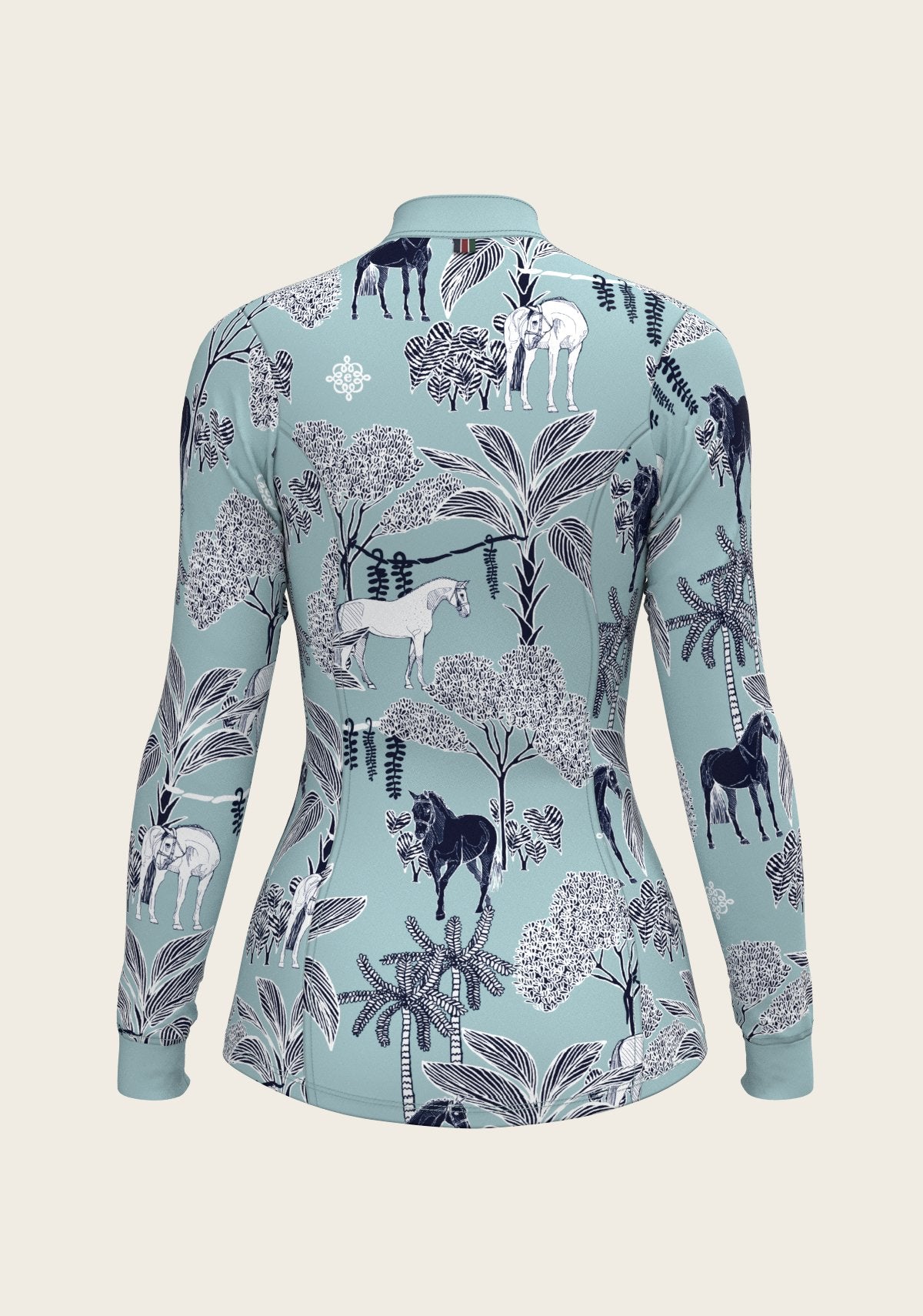  Island Horses on Sky Blue Quarter Zip Sun Shirt - Espoir Equestrian - Equiluxe Tack