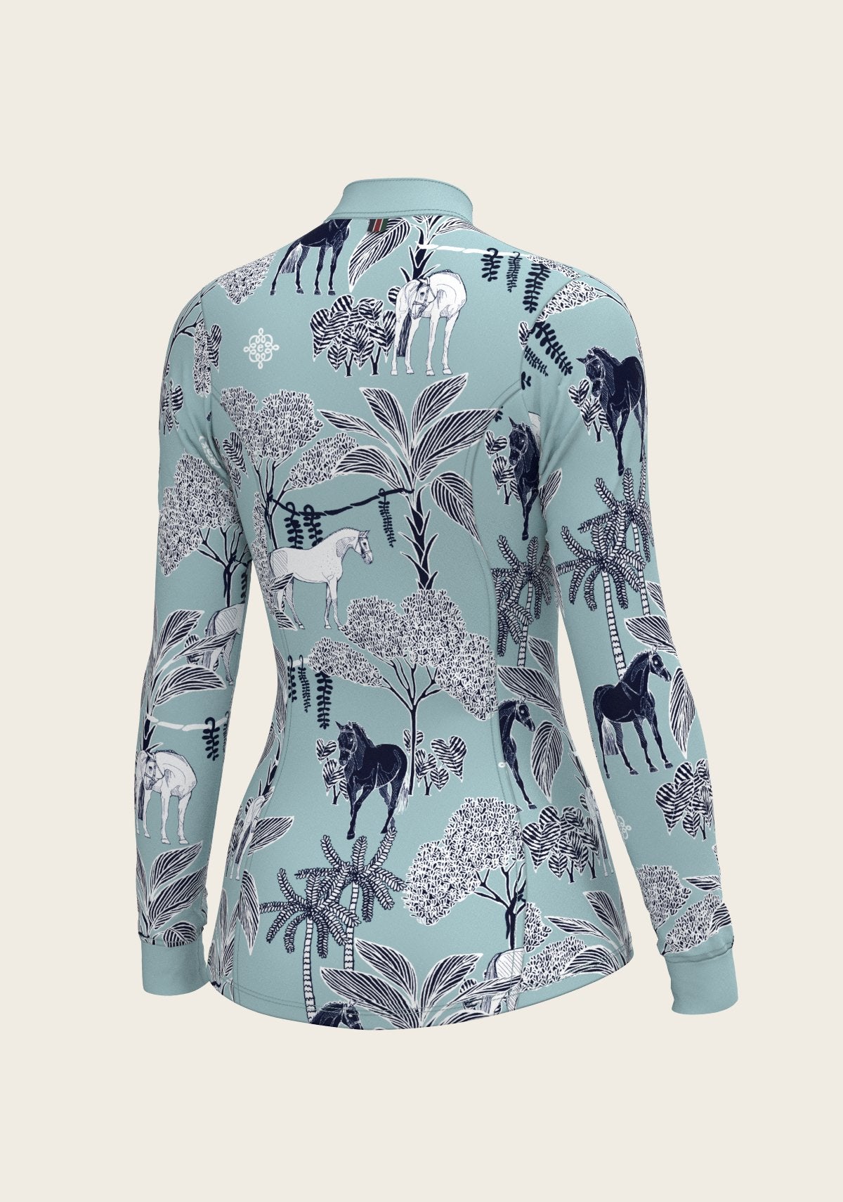  Island Horses on Sky Blue Quarter Zip Sun Shirt - Espoir Equestrian - Equiluxe Tack