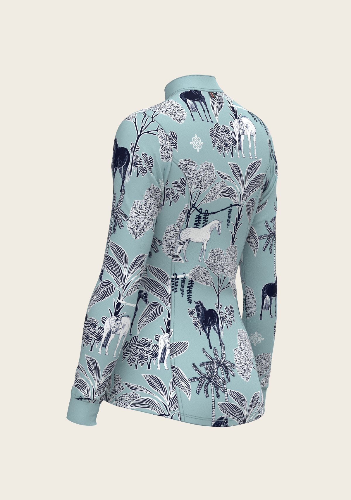  Island Horses on Sky Blue Quarter Zip Sun Shirt - Espoir Equestrian - Equiluxe Tack