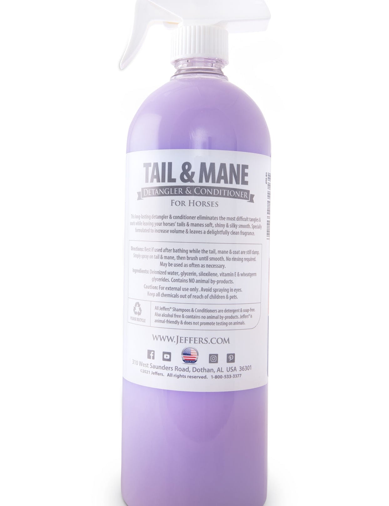 Jeffers Equine Tail & Mane Detangler and Conditioner for Horses - Jeffers - Equiluxe Tack