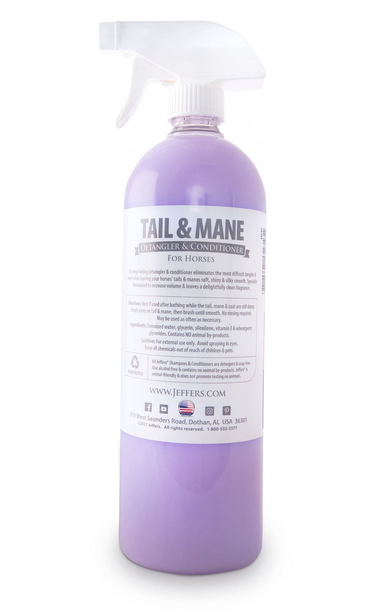 Jeffers Equine Tail & Mane Detangler and Conditioner for Horses - Jeffers - Equiluxe Tack
