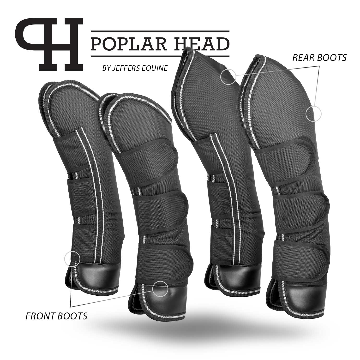 Jeffers Poplar Head Horse Shipping Boots, 4 - Pack with Carry Bag - Jeffers - Equiluxe Tack
