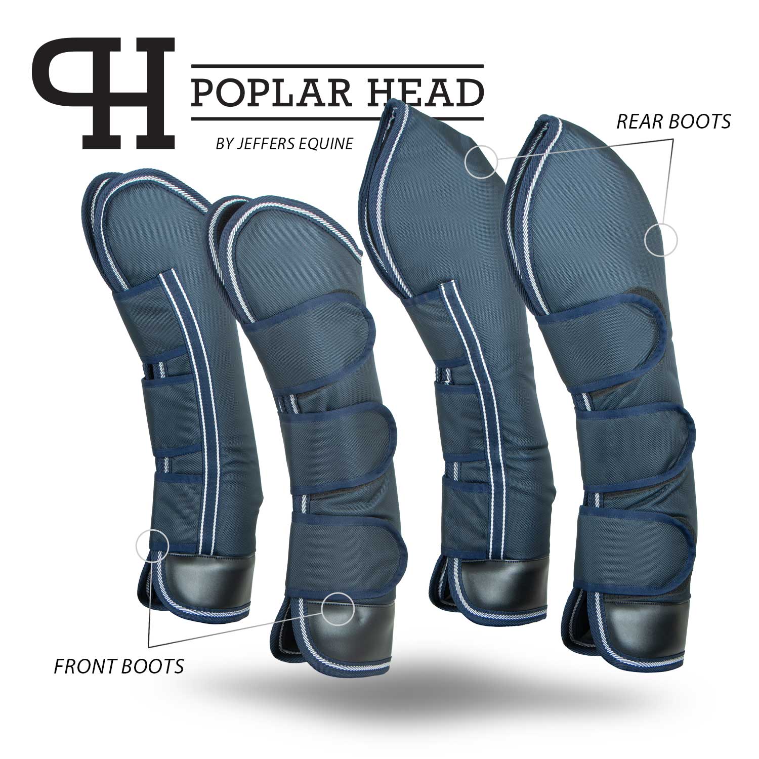 Jeffers Poplar Head Horse Shipping Boots, 4 - Pack with Carry Bag - Jeffers - Equiluxe Tack