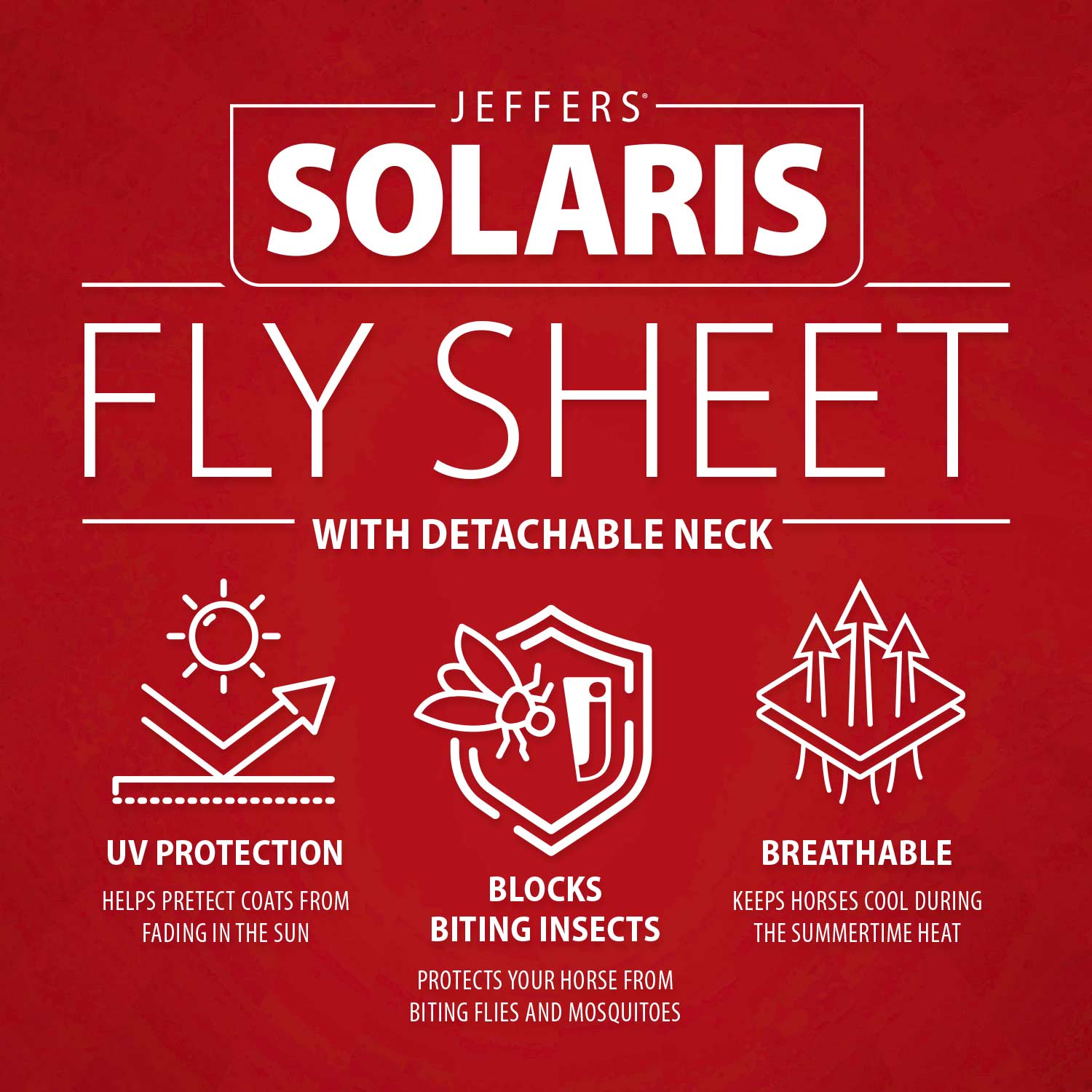 Jeffers Solaris Horse Fly Sheet with Detachable Neck, Grey & Red - Jeffers - Equiluxe Tack