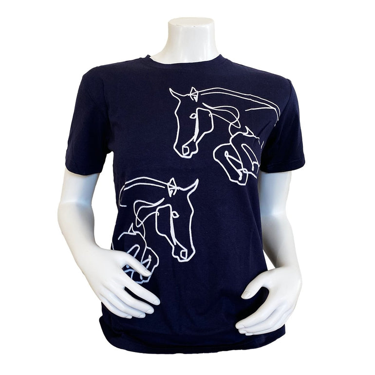 Jumping Eventing T-shirt Unisex Navy Blue - Equiluxe Tack