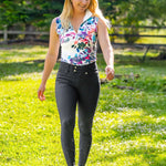 Kastel Denmark Amethyst Watercolor Floral Ruched Back Sleeveless 1/4 Zip Sun Shirt - Kastel Denmark - Equiluxe Tack