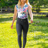 Kastel Denmark Amethyst Watercolor Floral Ruched Back Sleeveless 1/4 Zip Sun Shirt - Kastel Denmark - Equiluxe Tack