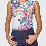 Kastel Denmark Amethyst Watercolor Floral Ruched Back Sleeveless 1/4 Zip Sun Shirt - Kastel Denmark - Equiluxe Tack