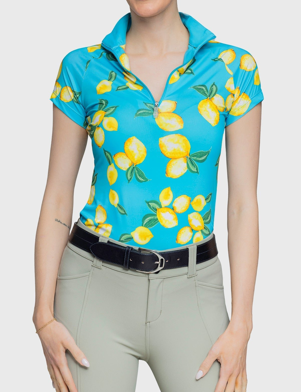 Kastel Denmark Azure Lemons Cap Sleeve 1/4 Zip Sun Shirt - Kastel Denmark - Equiluxe Tack