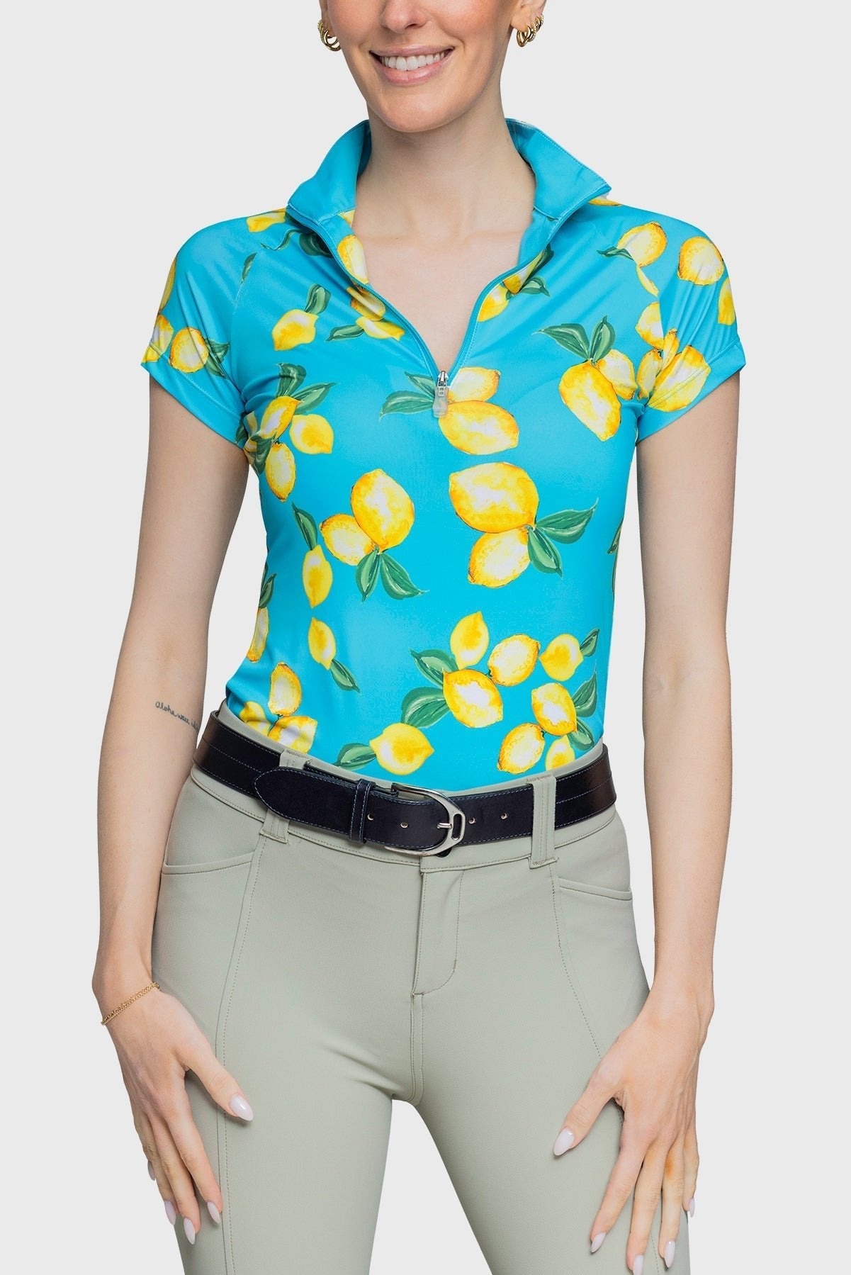 Kastel Denmark Azure Lemons Cap Sleeve 1/4 Zip Sun Shirt - Kastel Denmark - Equiluxe Tack