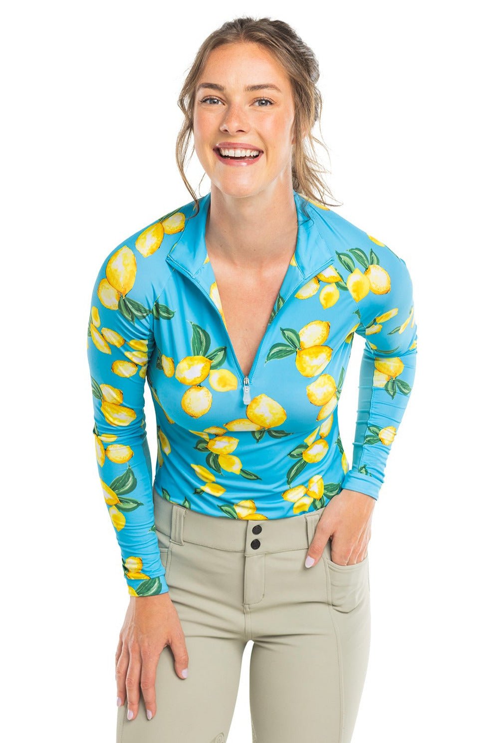 Kastel Denmark Azure Lemons Long Sleeve 1/4 Zip Sun Shirt - Kastel Denmark - Equiluxe Tack