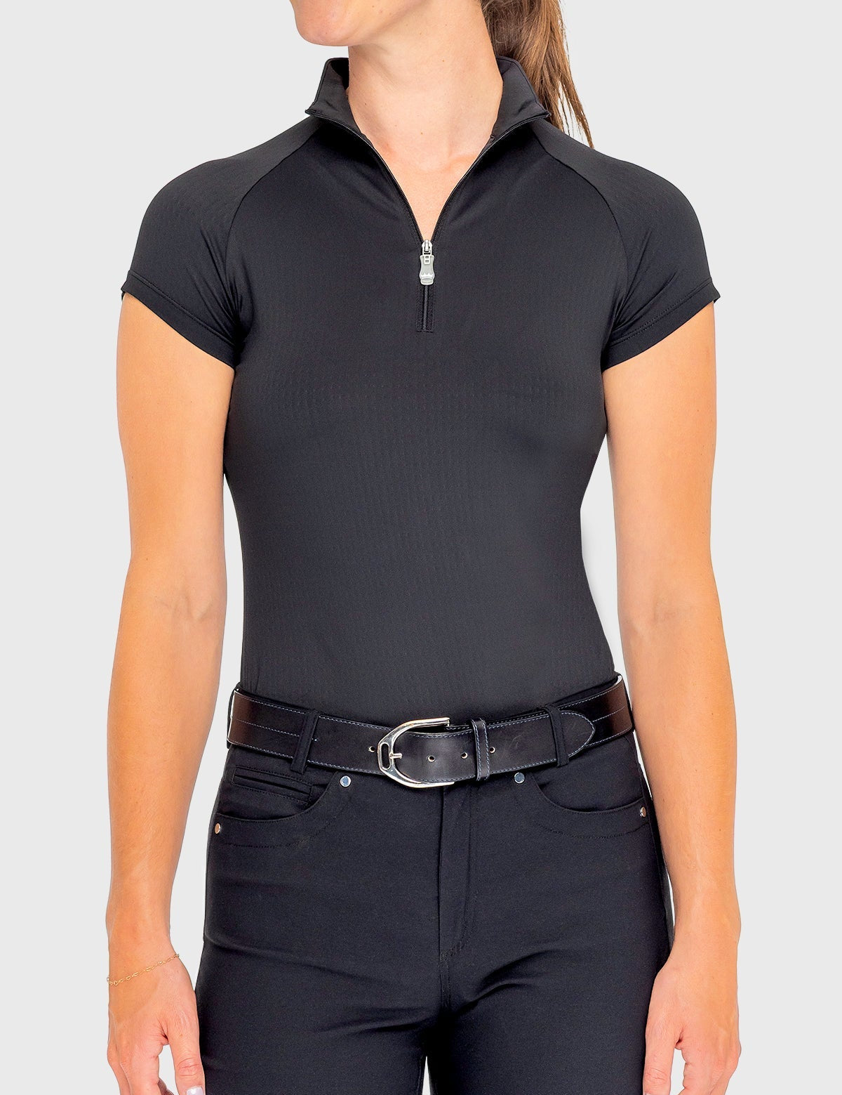 Kastel Denmark Black Cap Sleeve 1/4 Zip Sun Shirt - Kastel Denmark - Equiluxe Tack