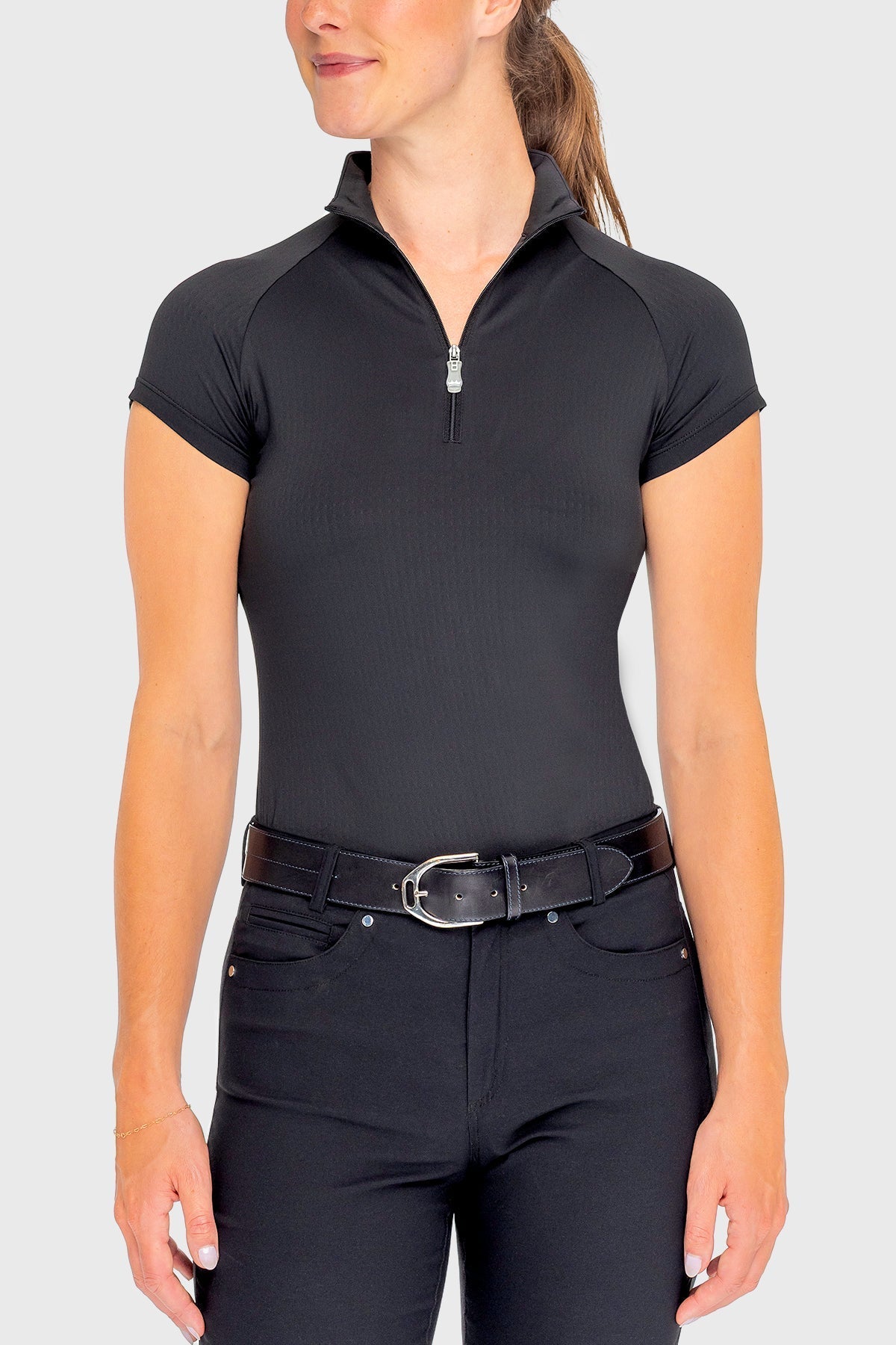 Kastel Denmark Black Cap Sleeve 1/4 Zip Sun Shirt - Kastel Denmark - Equiluxe Tack