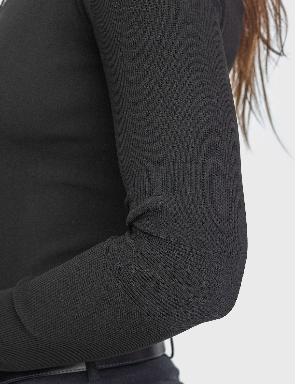 Kastel Denmark Black Crystal Zipper Ribbed Mock Neck Sweater - Kastel Denmark - Equiluxe Tack