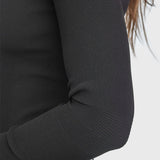 Kastel Denmark Black Crystal Zipper Ribbed Mock Neck Sweater - Kastel Denmark - Equiluxe Tack