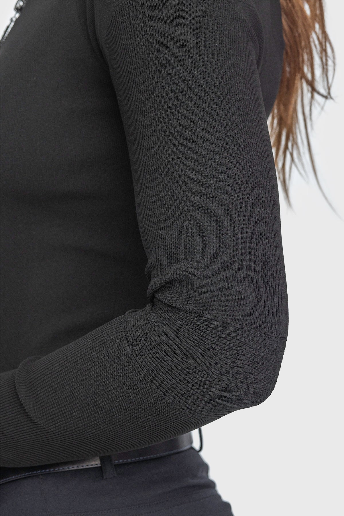 Kastel Denmark Black Crystal Zipper Ribbed Mock Neck Sweater - Kastel Denmark - Equiluxe Tack