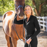 Kastel Denmark Black Crystal Zipper Ribbed Mock Neck Sweater - Kastel Denmark - Equiluxe Tack