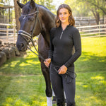 Kastel Denmark Black Crystal Zipper Ribbed Mock Neck Sweater - Kastel Denmark - Equiluxe Tack