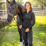 Kastel Denmark Black Crystal Zipper Ribbed Mock Neck Sweater - Kastel Denmark - Equiluxe Tack