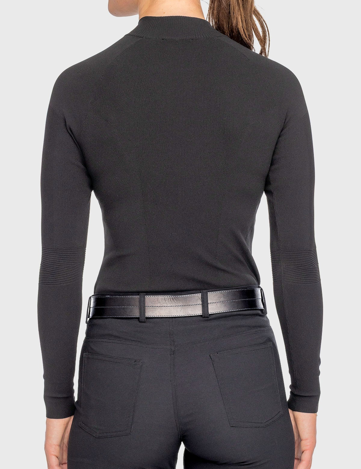 Kastel Denmark Black Crystal Zipper Ribbed Mock Neck Sweater - Kastel Denmark - Equiluxe Tack