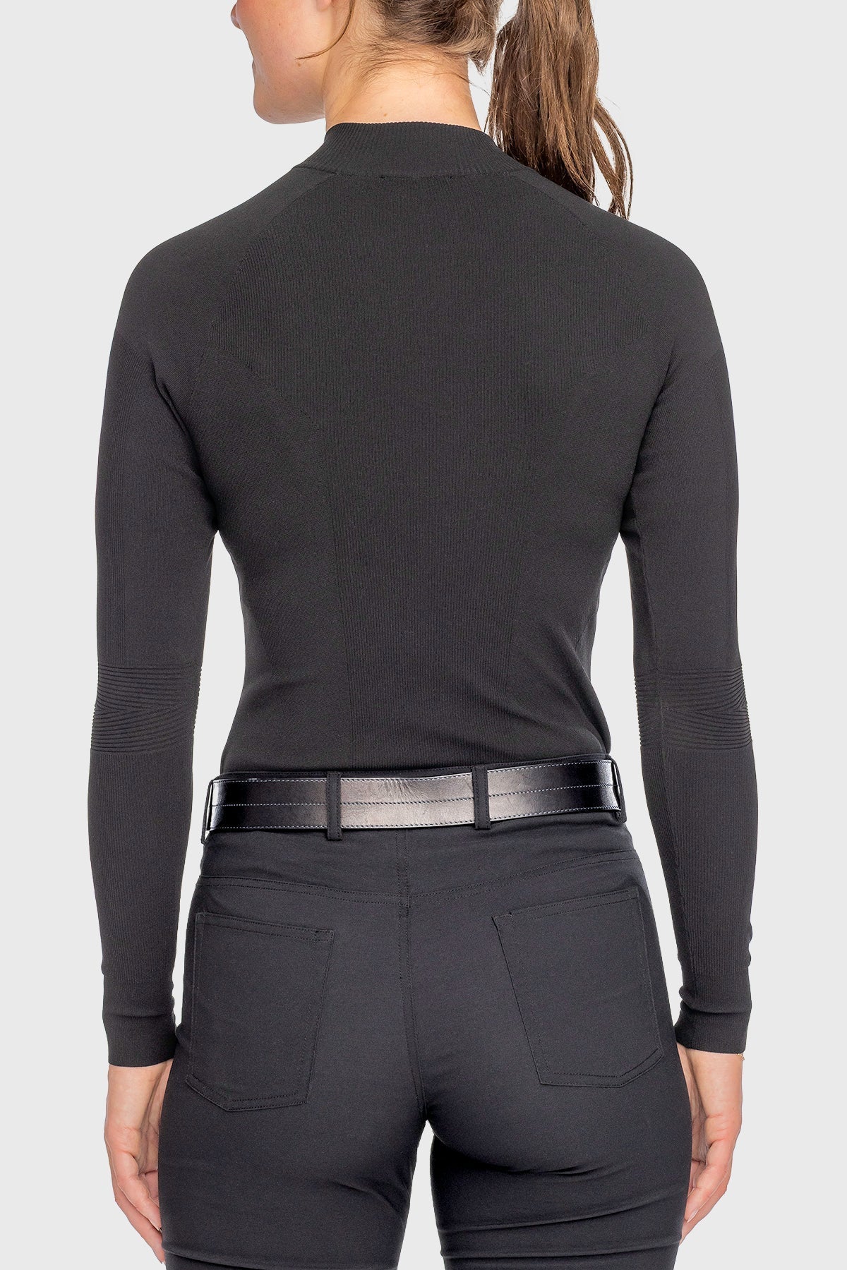Kastel Denmark Black Crystal Zipper Ribbed Mock Neck Sweater - Kastel Denmark - Equiluxe Tack