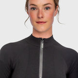 Kastel Denmark Black Crystal Zipper Ribbed Mock Neck Sweater - Kastel Denmark - Equiluxe Tack
