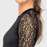 Kastel Denmark Black Floral Lace Long Sleeve Raglan Crewneck Sun Shirt - Kastel Denmark - Equiluxe Tack