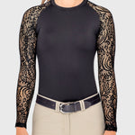 Kastel Denmark Black Floral Lace Long Sleeve Raglan Crewneck Sun Shirt - Kastel Denmark - Equiluxe Tack