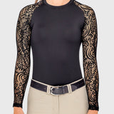 Kastel Denmark Black Floral Lace Long Sleeve Raglan Crewneck Sun Shirt - Kastel Denmark - Equiluxe Tack